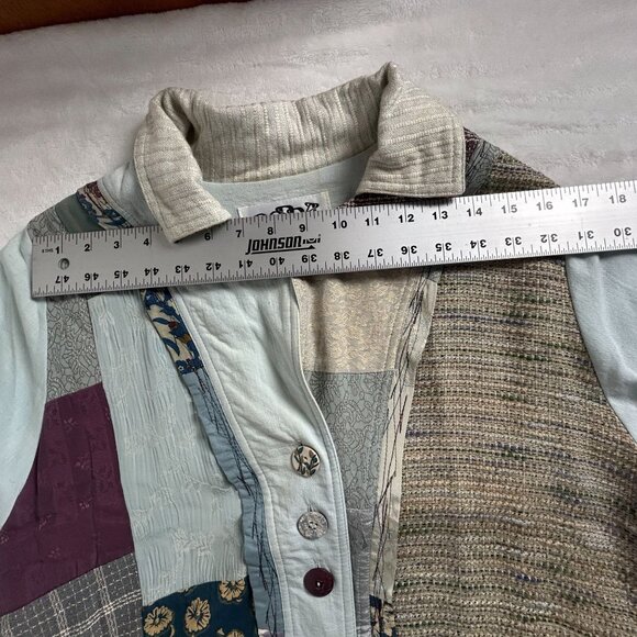 Donna Jessica Womens Patchwork Lagenlook Oversized Hippie Jacket Size 1 Artsy - Picture 6 of 9